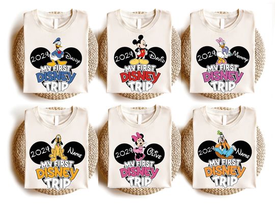 My First Disney Trip Shirt, Mickey and Friends Shirt, Disney Couple Shirt, Disneyland Family Vacation Matching 2024 Shirt, Disneyworld Shirt