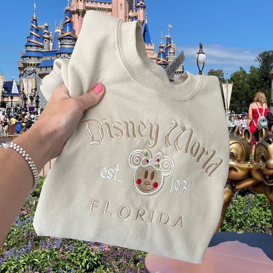 Disneyworld Christmas Embroidery Sweatshirt, Disneyworld Christmas Sweatshirt, Christmas Disneyworld Sweatshirt
