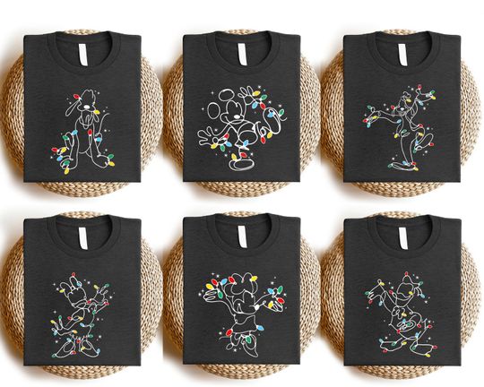 Disney Mickey Friends Christmas Shirt, Family Matching Christmas Shirts, Disneyland Xmas Trip, Mickey Christmas Lights T-Shirt, Goofy Tee