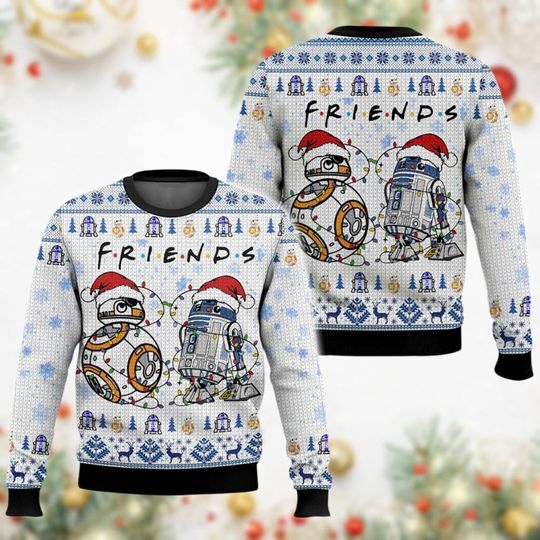 Star Wars Bb8 And R2d2 Ugly Sweater, Disney Santa Xmas Ugly Sweatshirt