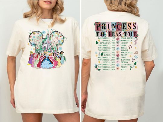 Disney Christmas Princess Eras Tour Shirt, Disney Girl Trip Shirt, Disney Christmas Princess Tour Shirt, Disney Christmas Princess Shirt