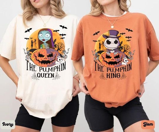 Vintage Disney Halloween Couple Shirt, Nightmare Before Christmas Shirt, Jack And Sally Shirt, Pumpkin King and Queen Shirt