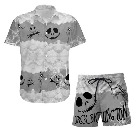 Jack Skellington Shirt, Jack Skellington Hawaiian Shirt, Jack Skellington Shorts, Disney Halloween Shirt