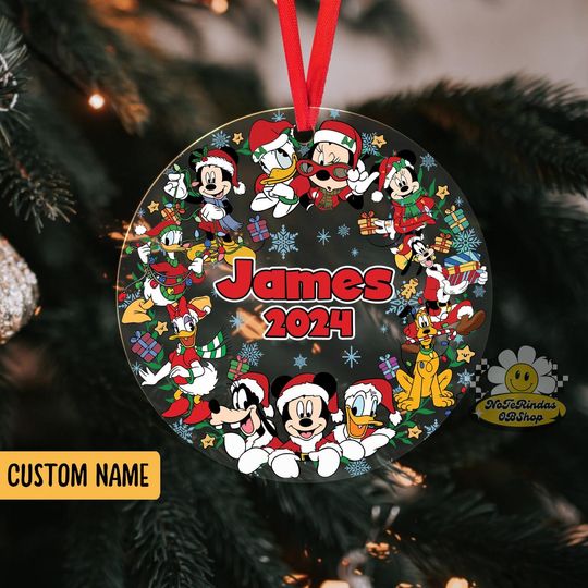 Personalized Disney Mickey and Friends Christmas Ornament, Disneyworld Keepsake, Mickey and Friends Ornament, Kids Name Christmas Gifts 2024