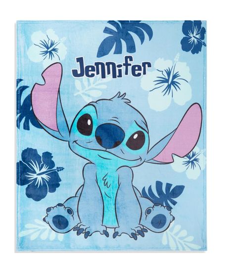 Custom Name Disneyland Stitch Fleece Blanket, Stitch Ohana Means Family Blanket