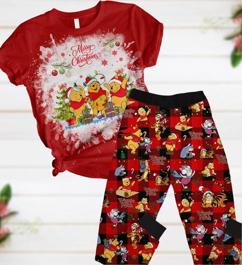 Winnie The Pooh Christmas Pajamas, Disney Pooh Santa Holiday Pajamas