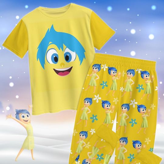 Inside Out Joy Pajamas Christmas, Inside Out Movie Pajamas, Disney Joy