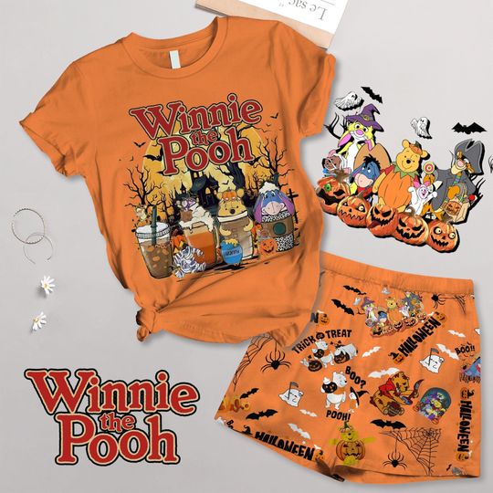 Winnie The Pooh Pajamas, Pooh And Friends Shirt, Honey Pooh Women Pajama, Pooh Disney Shirt, Disney Halloween Shirt, Trick Or Treat Tee