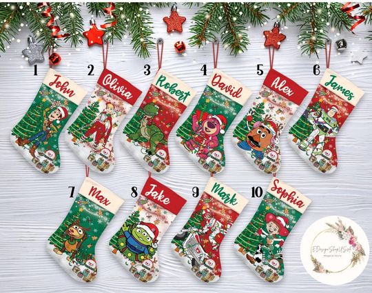 Personalized Disney Toy Story Christmas Stockings With Name, Disney Family Christmas Tree Christmas Stocking