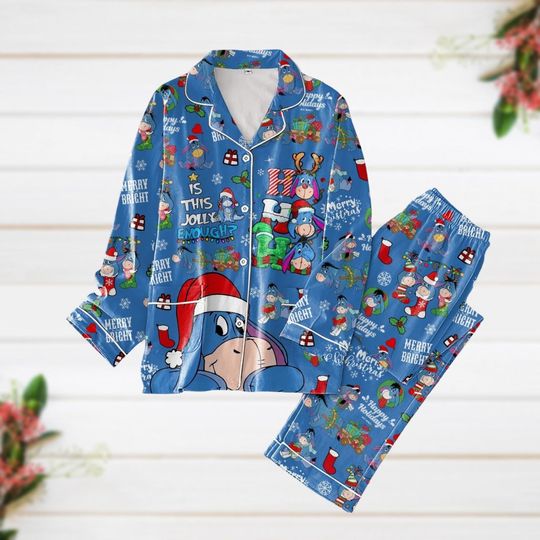 Eeyore Christmas Pajamas, Winnie The Pooh Xmas Pajamas, Disney Santa Pajamas Set, Donkey Funny Christmas, Disney Xmas Shirt