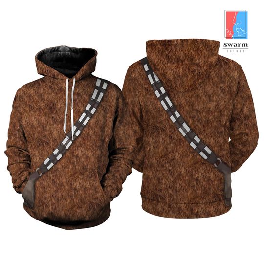 Starwars Chewbacca 3D Hoodie, Wookiee Warrior 3D Hoodie, May The Force, Galaxy Edge, Disneyland Family Vacation