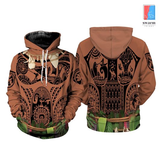 Moana Maui Full Over Print Hoodie | Moana Maui Halloween Costume 3D Hoodie| Moana Maui Christmas | Disneyland Moana