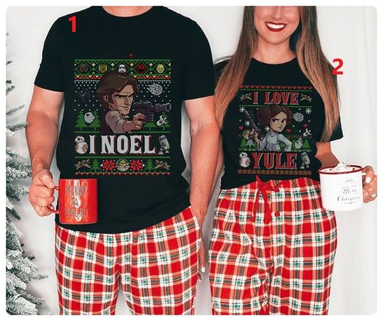 Han Solo And Princess Leia Ugly Christmas Shirt, I Love Yule I Noel, StarWars Christmas Shirt, Disneyland Couple Matching Shirt, Xmas