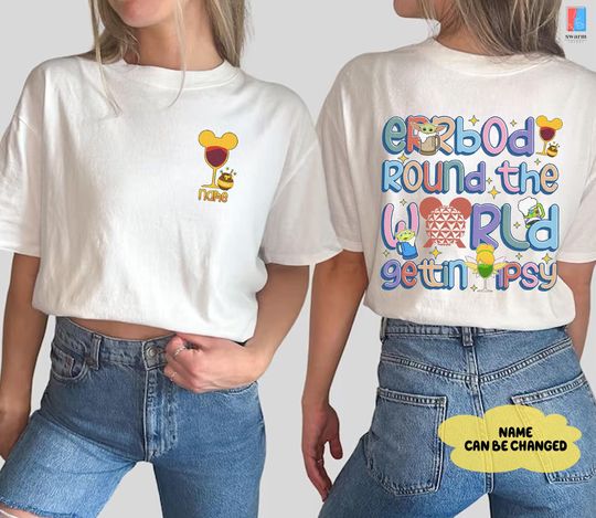 Custom Errbody Round The World Gettin Tipsy Shirt, Epcot Drinking Shirt, Disneyland Food and Wine Festival, Family Vacation Shirt
