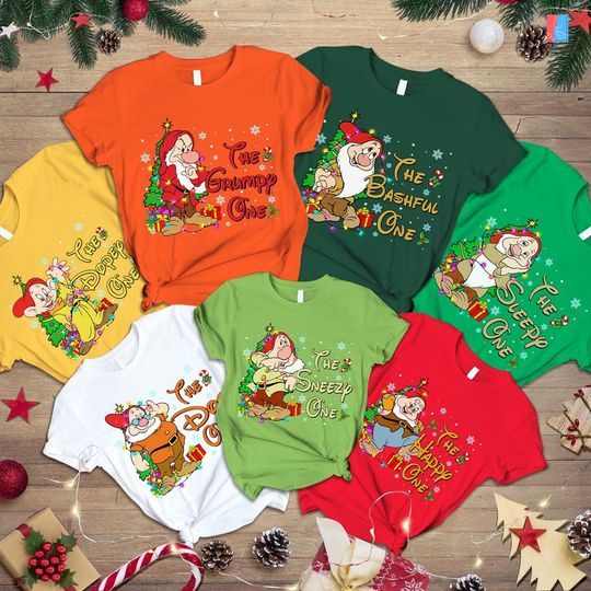 Disneyland Seven Dwarfs Christmas Group Shirt, Seven Dwarfs Matching, Disneyland Princess Christmas Shirt, Disneyland Snow White Christmas