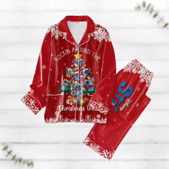 Disney Stitch Pajamas Set, Rockin Around The Christmas Pajamas, Lilo Stitch