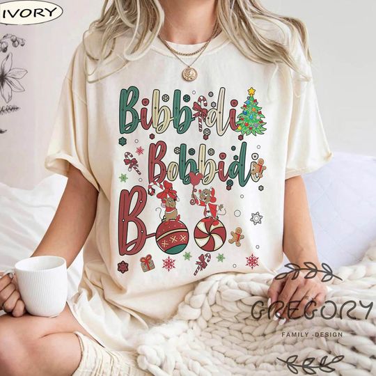 Bibbidi Bobbidi Boo Christmas Shirt, Jaq And Gus Shirt, Disney Christmas Shirt