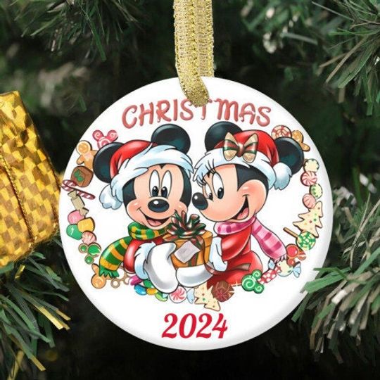 Personalized Disney Trip Christmas Ornament, Custom Name and Year Mickey and Friends