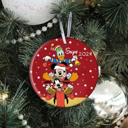 Personalized Disney Trip Christmas Ornament, Custom Photo and Name Mickey and Friends