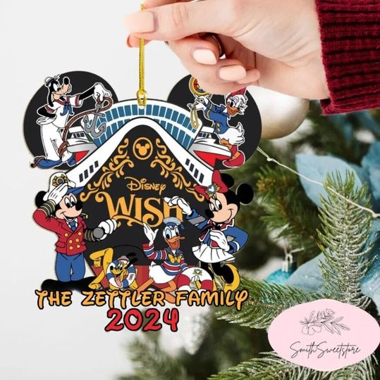 Personalized Disney Cruise Line Ornament 2024, Xmas Family Cruise Ornament
