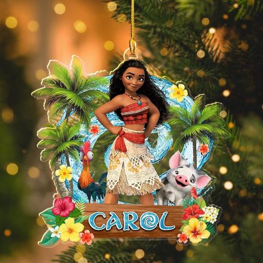 Personalized Moana Christmas Ornament, Disney Princess Moana Ornament