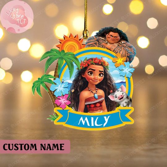 Personalized Disney Princess Moana Christmas Ornament, Custom Name