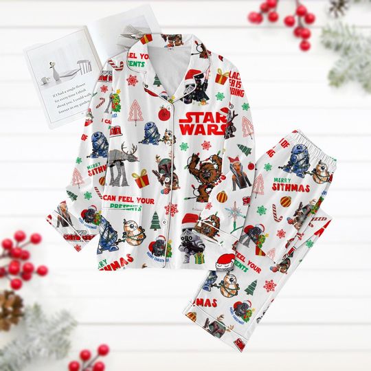 Star Wars Characters Pajamas, R2d2 Bb8 Christmas Pajamas, Boba Fett AT-AT Holiday Pjs, Merry Sithmas Pyjamas, Disney Xmas Pajamas