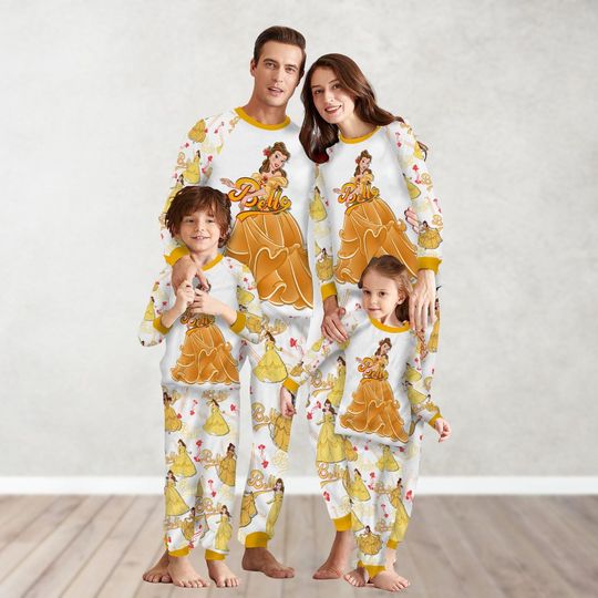 Beauty And The Beast Belle Matching Pajamas Set For Family, Disney Christmas Pajamas