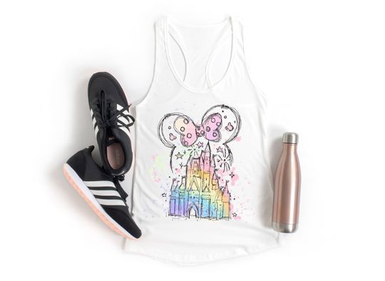 Disney Castle Tank Top, Watercolor Ears Shirt, Magic Kingdom Tee, Vacay Mode Tank Tops
