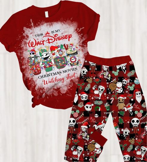 Nightmare Before Christmas Pajamas, Jack Skellington Pajamas Pants, Disney Christmas Movie Watching Shirt, Holiday Pajamas