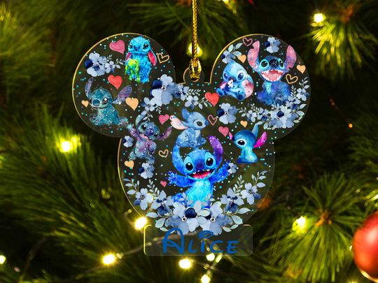 Personalized Disney Stitch Acrylic Ornament , Mickey Mouse Christmas Ornament