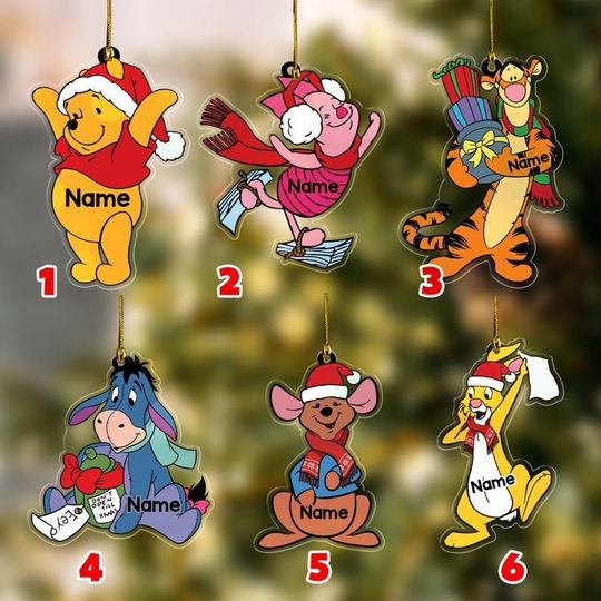 Personalized Winnie The Pooh Disney Christmas Acrylic Ornament, Christmas Gift
