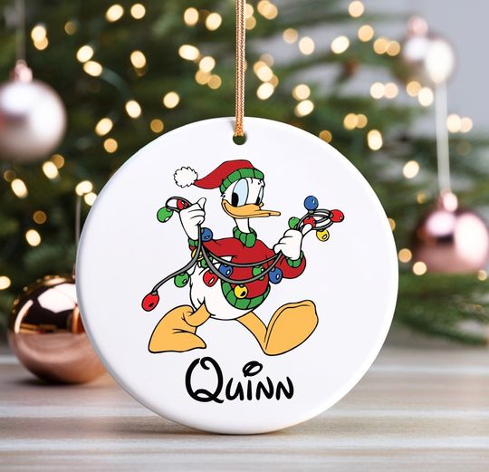 Personalised Christmas Donald Duck Disney Christmas Tree Ceramic Ornament