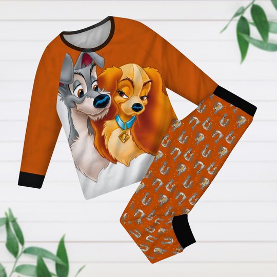 Lady And The Tramp Family Pajamas Set, Disney Dogs Matching Pajamas, Cartoon