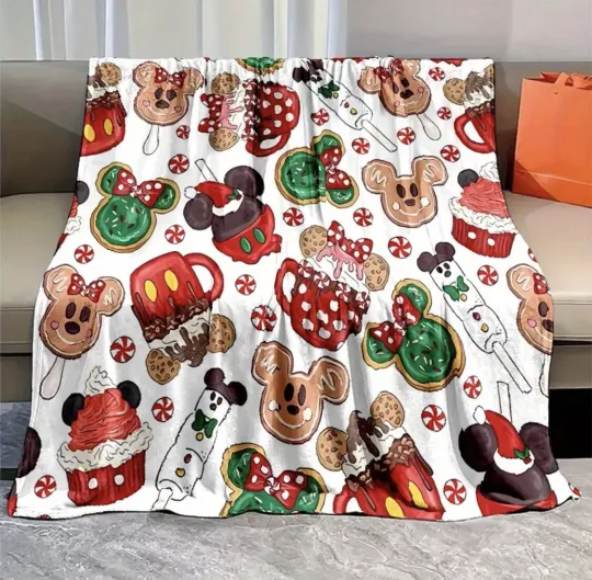 Disney Christmas Blanket, Mickey Treats Kawaii Blanket