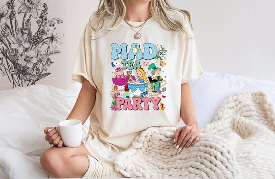 Mad Tea Party Shirt, Disneyland Alice in Wonderland Shirt, Floral Alice Mad Hatter Cheshire Cat Family, Disney Trip Shirt