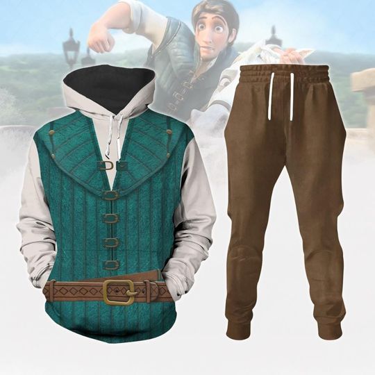 Tangled Flynn Rider Cosplay Hoodie Jogger, Disney Prince Hoodie