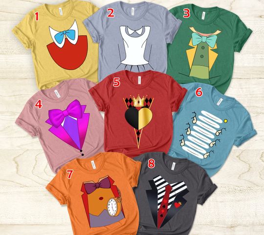 Disney Alice In Wonderland Character Unisex T-shirt, The White Rabbit Costume Shirt, Cheshire Cat Caterpillar Mad Hatter Shirt Family Shirt