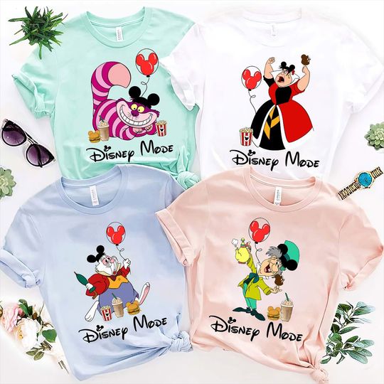 Disney Alice in Wonderland Vacay Mode Mickey Balloon Snack Shirt,  Queen of Hearts,Disneyland Trip Family Matching Shirt