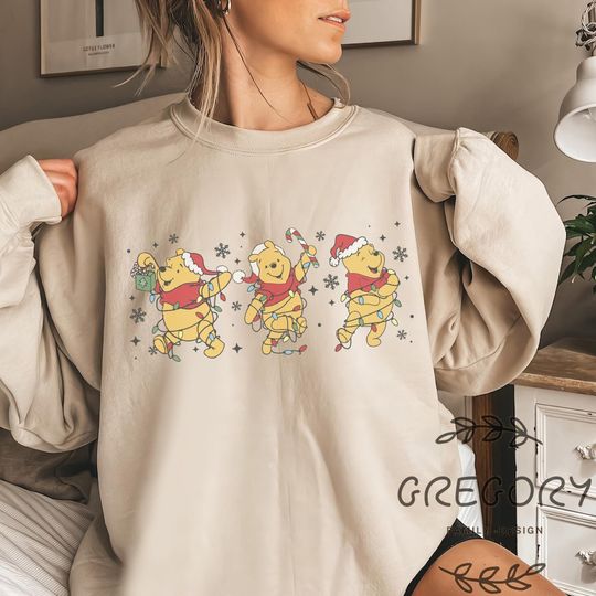 Pooh Christmas Sweatshirt, Winnie The Pooh Christmas Sweatshirt, Disney Christmas Holiday Sweatshirt
