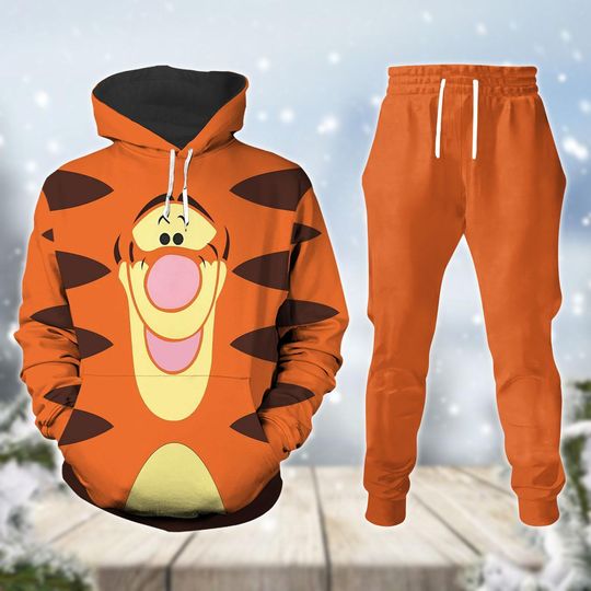 Christmas Tigger Cosplay Hoodie Jogger, Winnie The Pooh Shirt,  Cute Tigger 3D Costume, Disney Birthday Gift