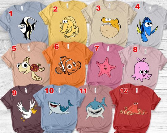 Disney Pixar Finding Nemo Characters Halloween Costume Shirt, Disney Movie Family