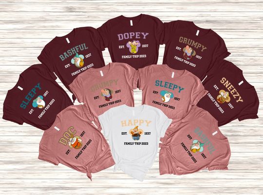 Family Trip 2023 Shirt For Disney Lover Snow White And The Seven Dwarfs