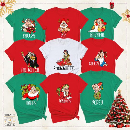 Disney Christmas Tee, Seven Dwarfs Christmas Shirt, Christmas Party Tee