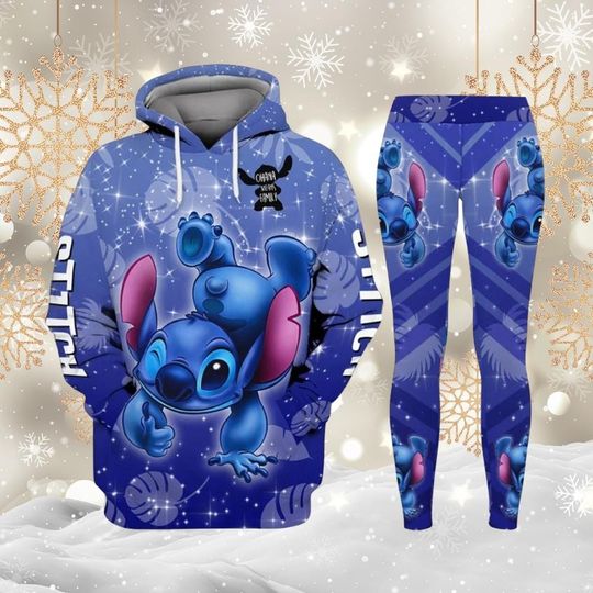 Christmas Stitch Hoodie Shirt, Disney Stitch Hoodie Leggings, Ohana Means Family Shirt, Cute Stitch Yoga Pants