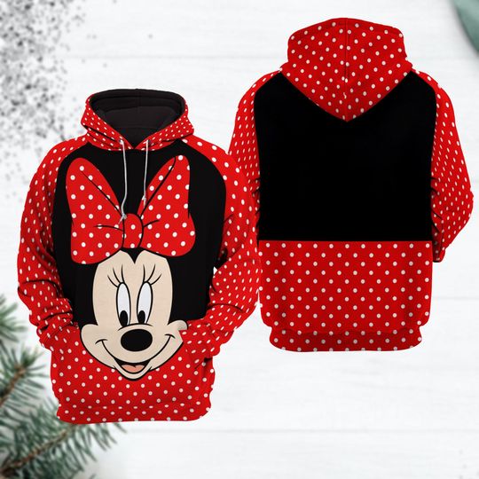 Disney Minnie Cosplay Hoodie, Minnie Mouse 3D Hoodie, Funny Mouse Face