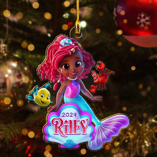 Personalized Disney The Little Mermaid Christmas Acrylic Ornaments, Xmas Gift