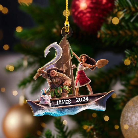 Moana Christmas Acrylic Ornament, Disney Princess Moana Cutout Ornament
