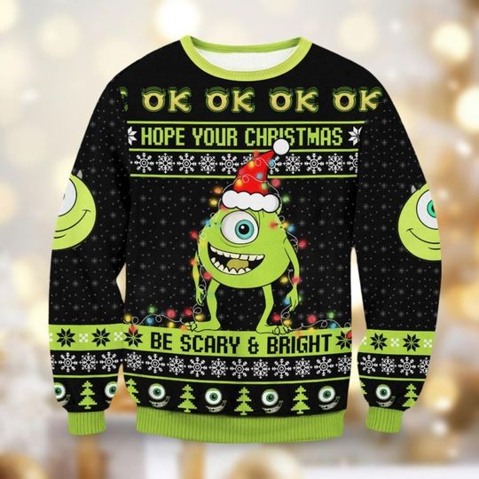 Monsters Inc Mike Christmas Sweater, Mike Wazowski Sweater, Disneyland Family