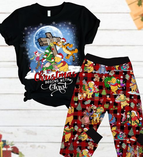 Christmas Winnie The Pooh Holiday Pajamas, Disney Christmas Tshirt